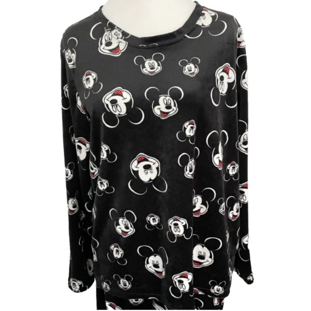 Disney Mickey Mouse Fleece Pajama Set Black Loungewear - Large - Picture 3 of 8